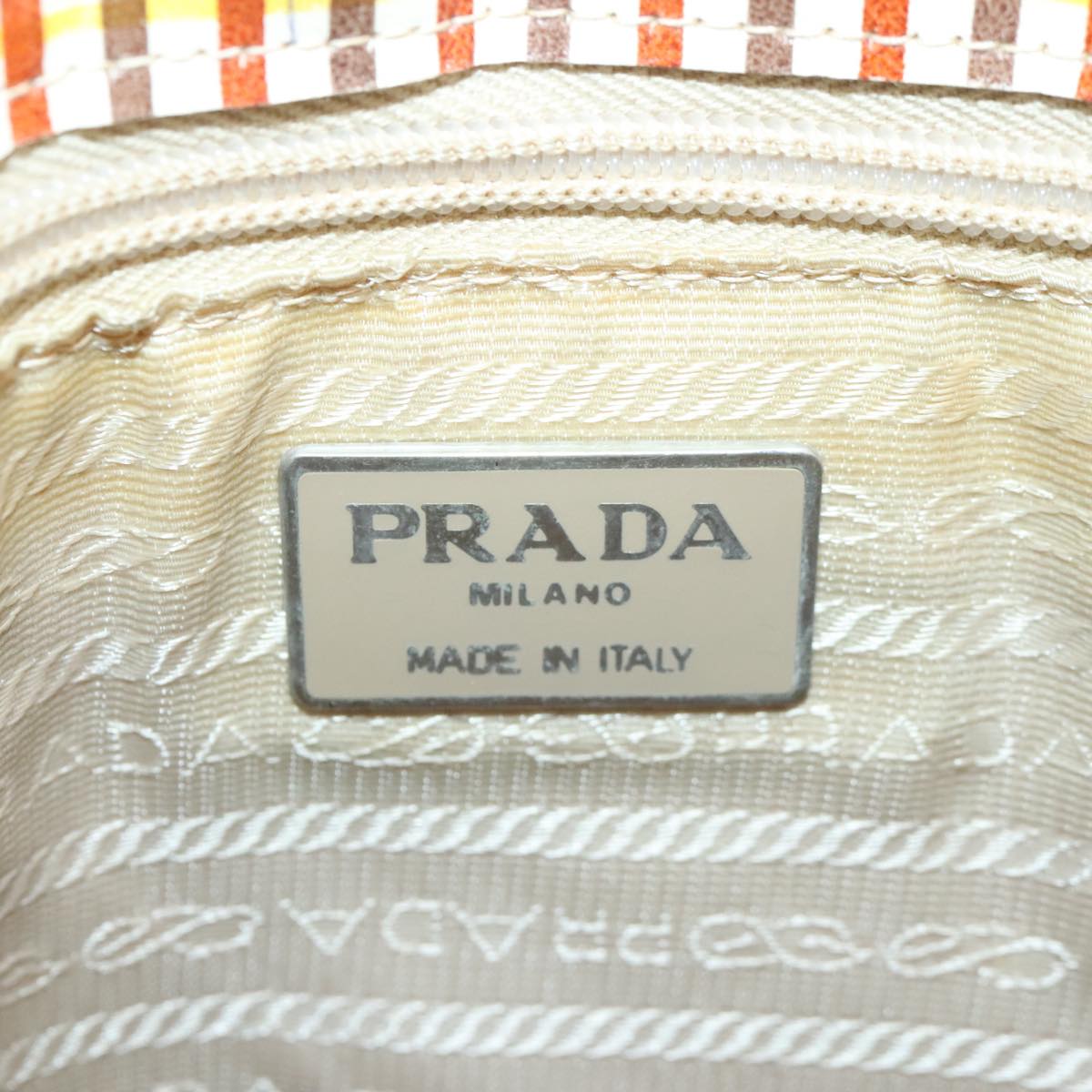 PRADA Tote Bag Leather Yellow Silver Auth bs18095