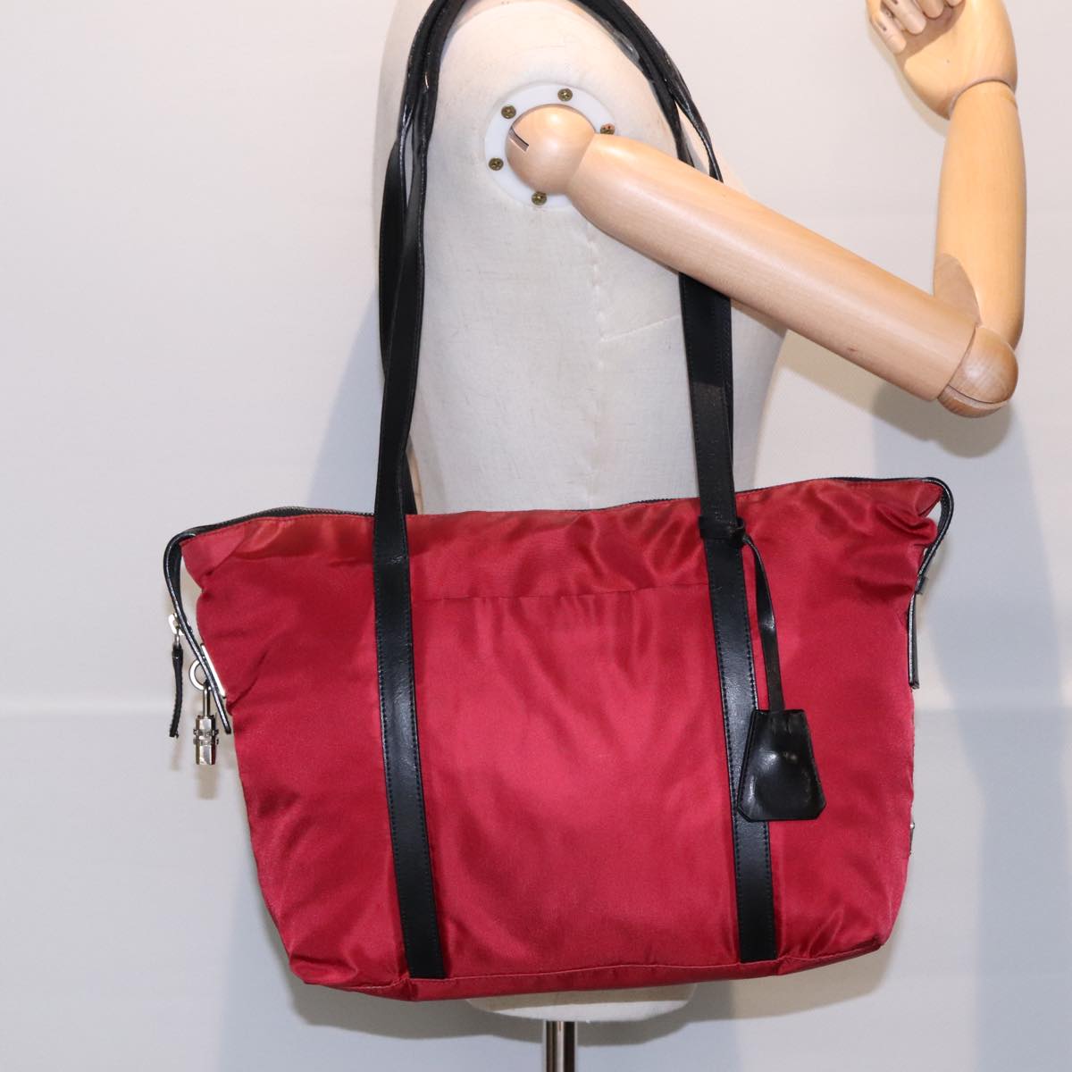 PRADA Shoulder Bag Nylon Red Auth bs18096