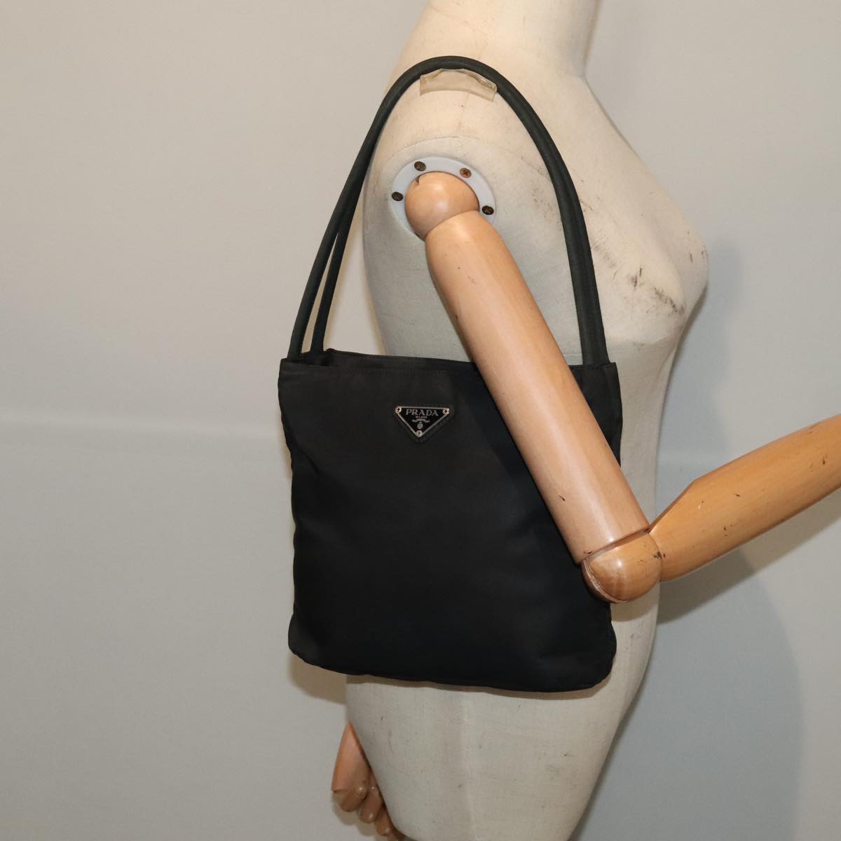 PRADA Tote Bag Nylon Black Auth bs18097