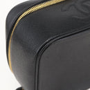 CHANEL COCO Mark vanity Pouch Calf Skin Black Gold CC Auth bs18099-11