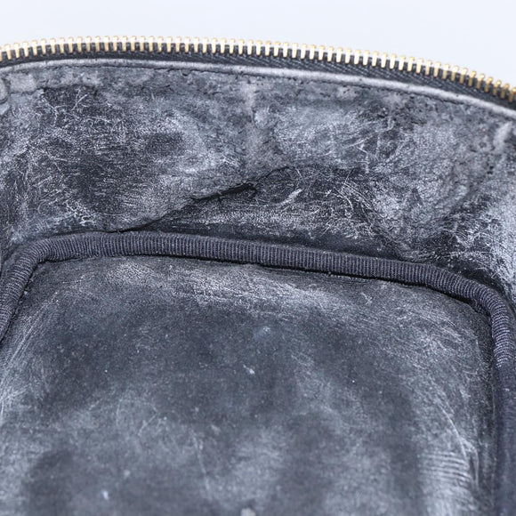 CHANEL COCO Mark vanity Pouch Calf Skin Black Gold CC Auth bs18099