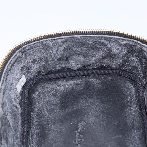 CHANEL COCO Mark vanity Pouch Calf Skin Black Gold CC Auth bs18099
