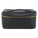 CHANEL COCO Mark vanity Pouch Calf Skin Black Gold CC Auth bs18099-2