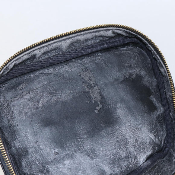 CHANEL COCO Mark vanity Pouch Calf Skin Black Gold CC Auth bs18099