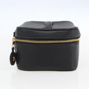 CHANEL COCO Mark vanity Pouch Calf Skin Black Gold CC Auth bs18099-4
