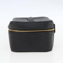 CHANEL COCO Mark vanity Pouch Calf Skin Black Gold CC Auth bs18099-5
