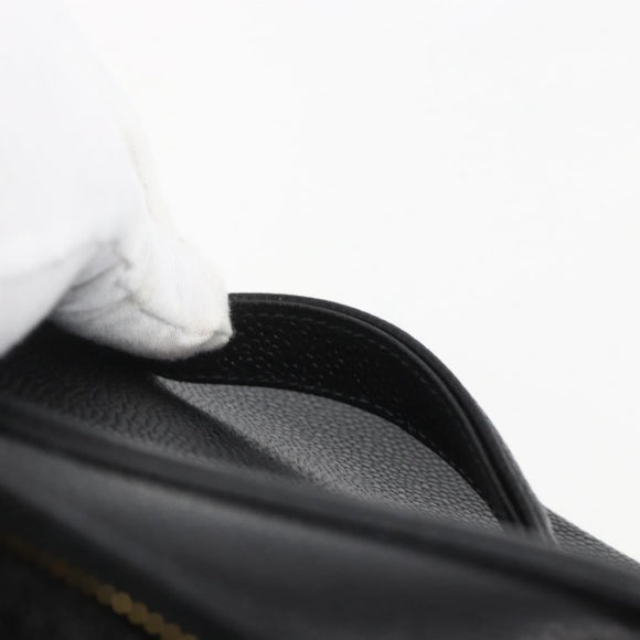 CHANEL COCO Mark vanity Pouch Calf Skin Black Gold CC Auth bs18099