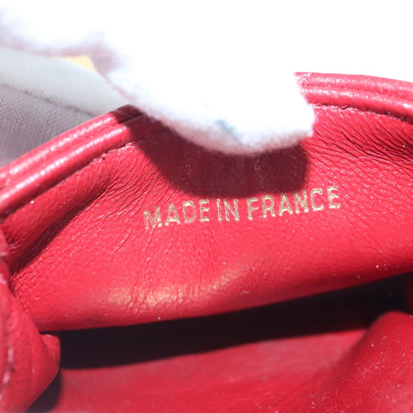 CHANEL Mini Matelasse Chain Pouch Lamb Skin Red Gold CC Auth bs18102