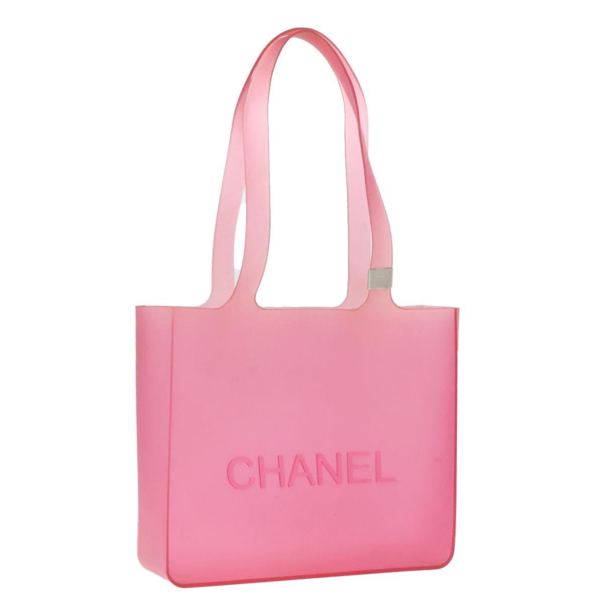 CHANEL Tote Bag Rubber Pink CC Auth bs18103