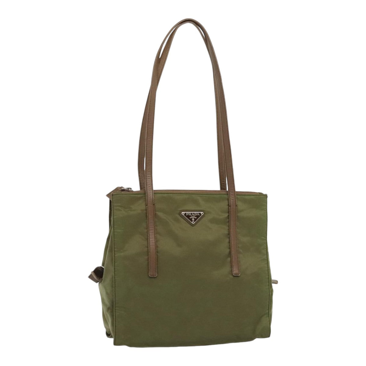 PRADA Tote Bag Nylon Khaki Auth bs18119