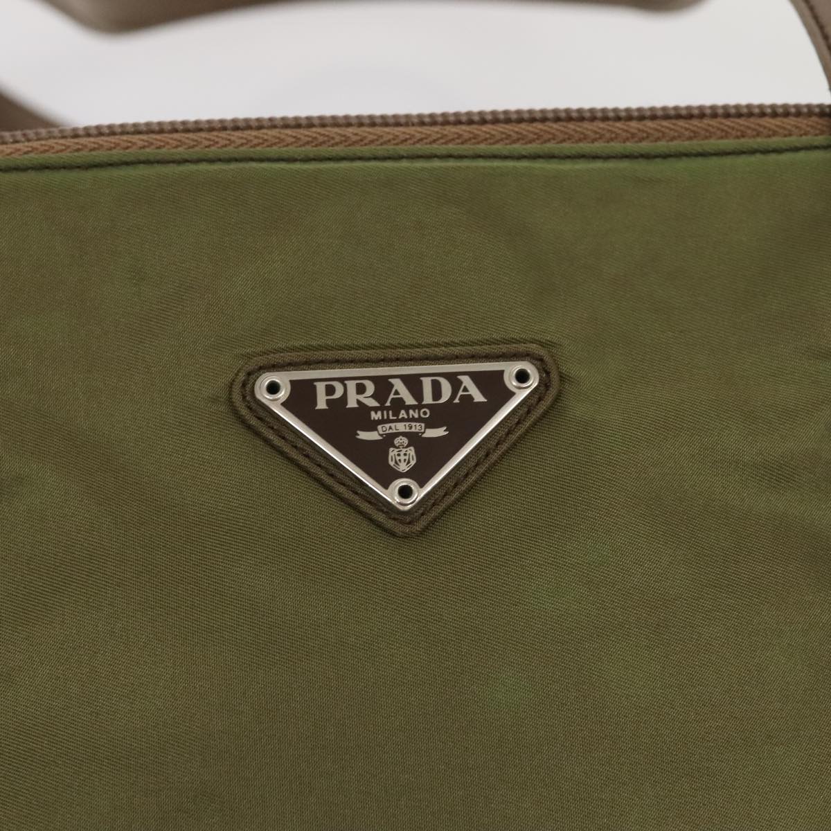 PRADA Tote Bag Nylon Khaki Auth bs18119