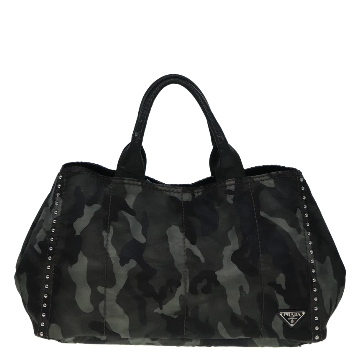 PRADA camouflage Hand Bag Nylon Khaki Auth bs18122