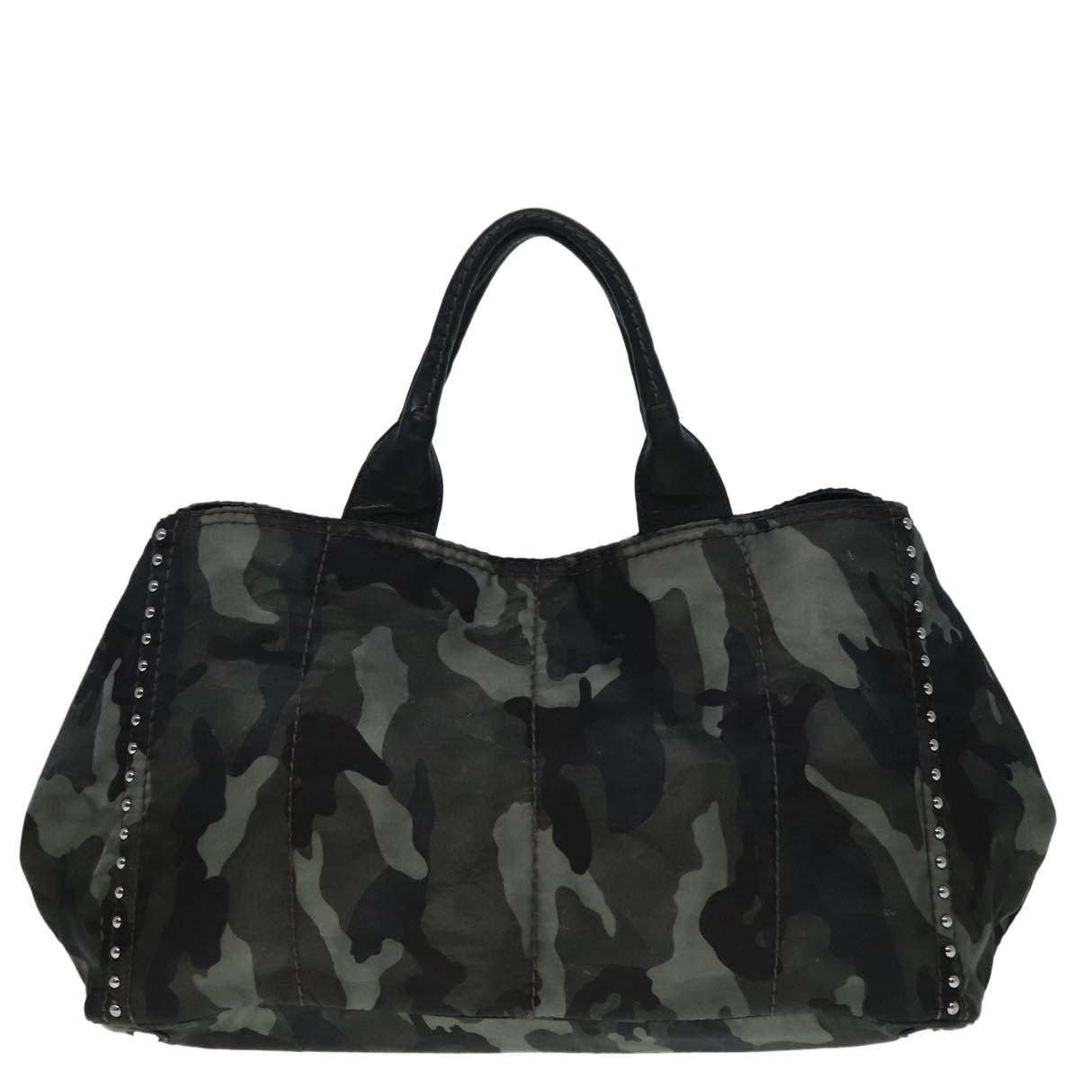 PRADA camouflage Hand Bag Nylon Khaki Auth bs18122 - 0