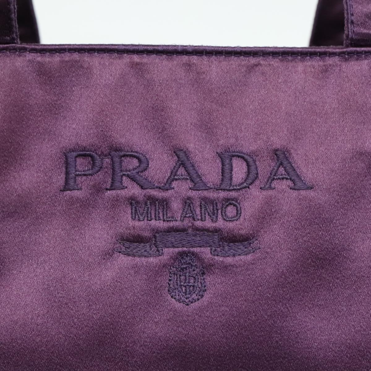 PRADA Hand Bag Satin Purple Auth bs18138