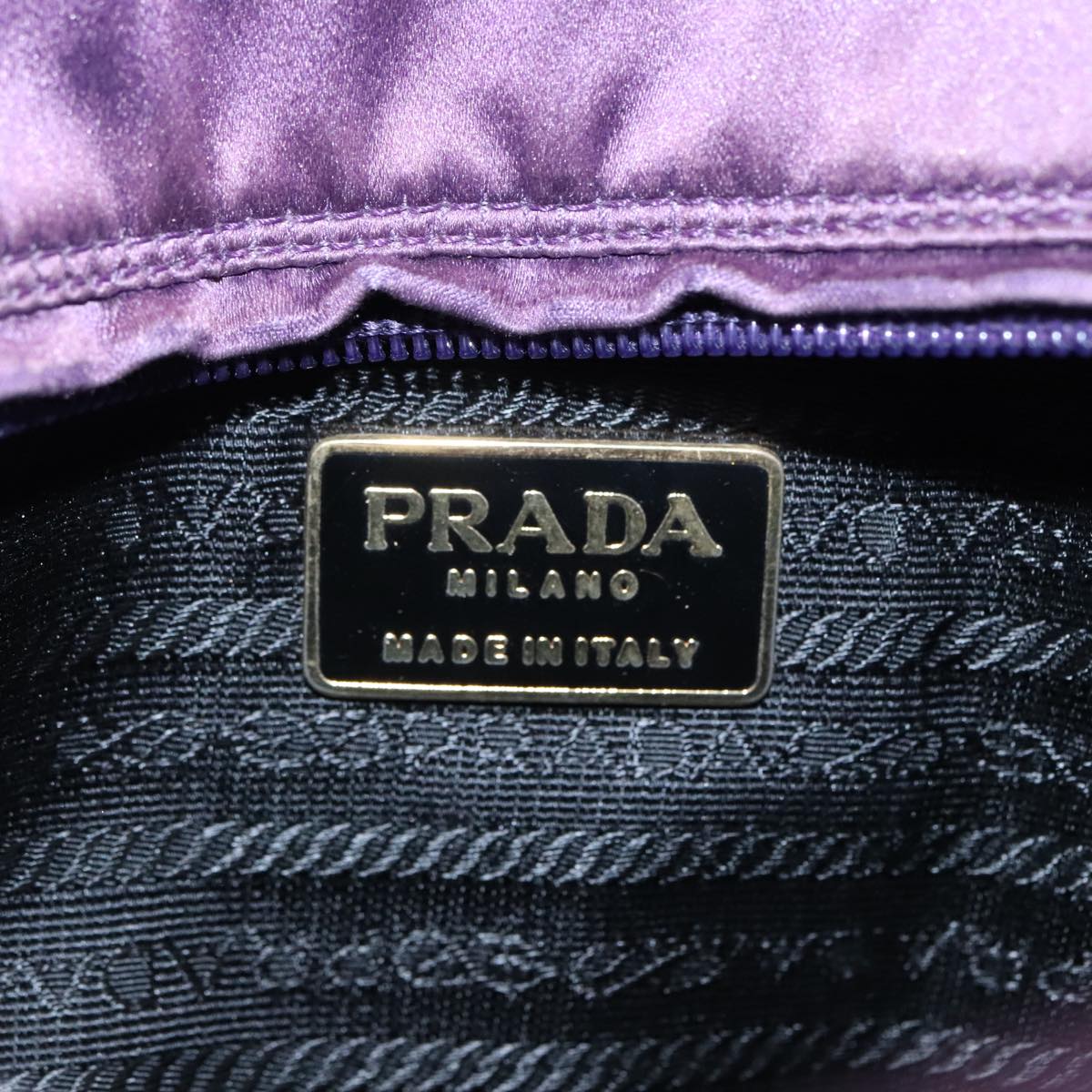 PRADA Hand Bag Satin Purple Auth bs18138