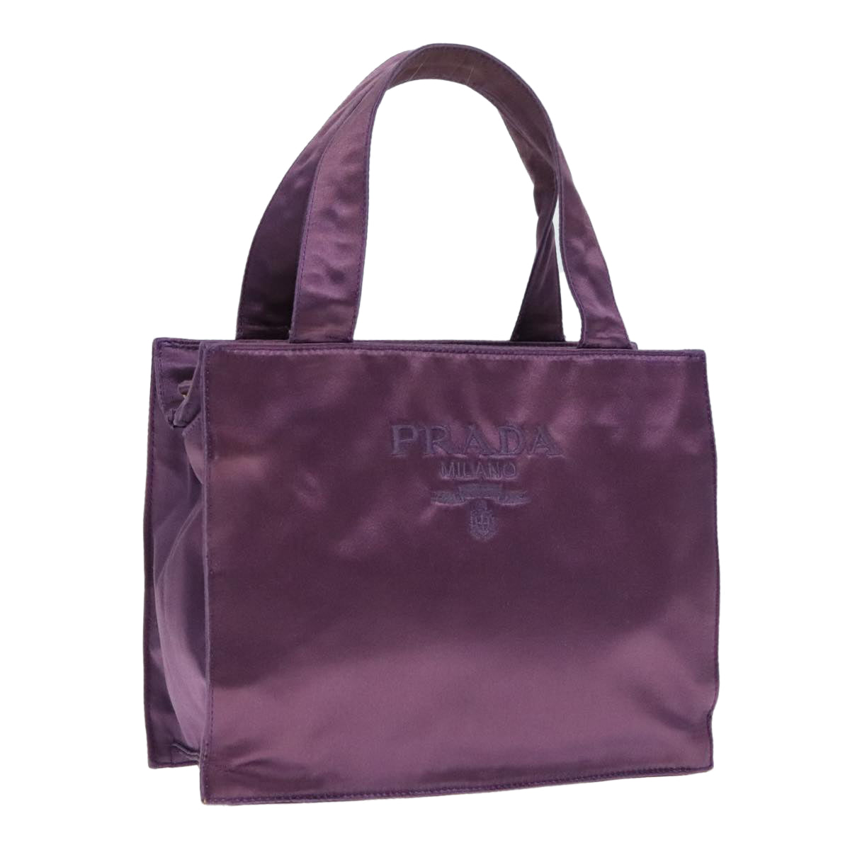 PRADA Hand Bag Satin Purple Auth bs18138