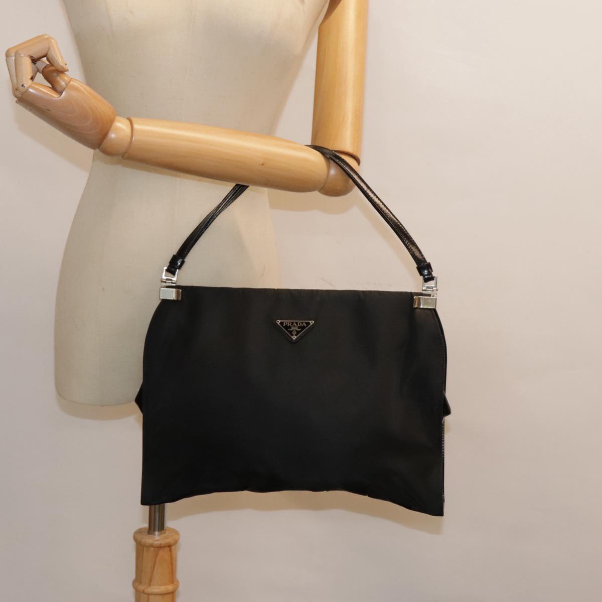 PRADA Shoulder Bag Nylon Black Auth bs18140