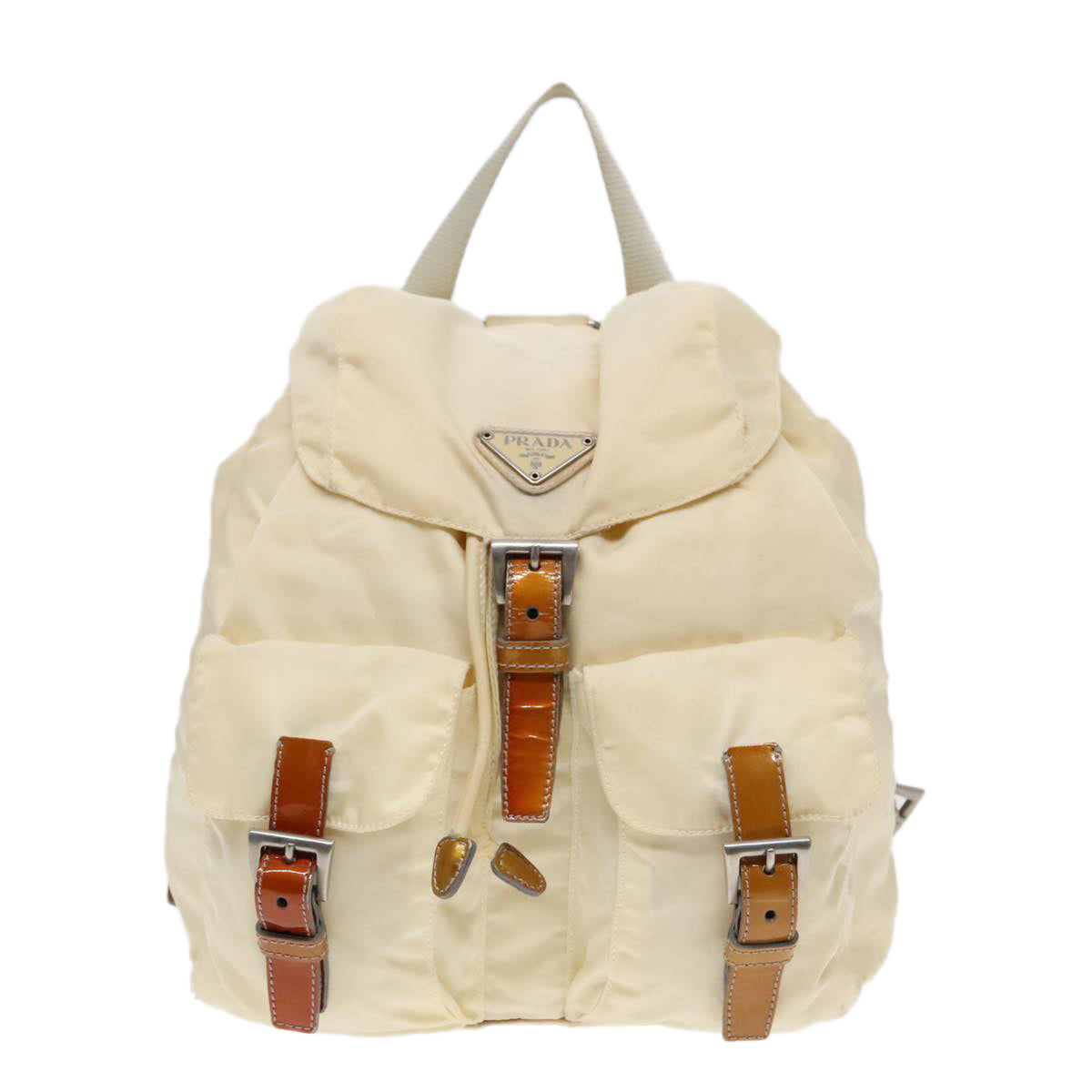 PRADA Backpack Nylon Beige Auth bs18141