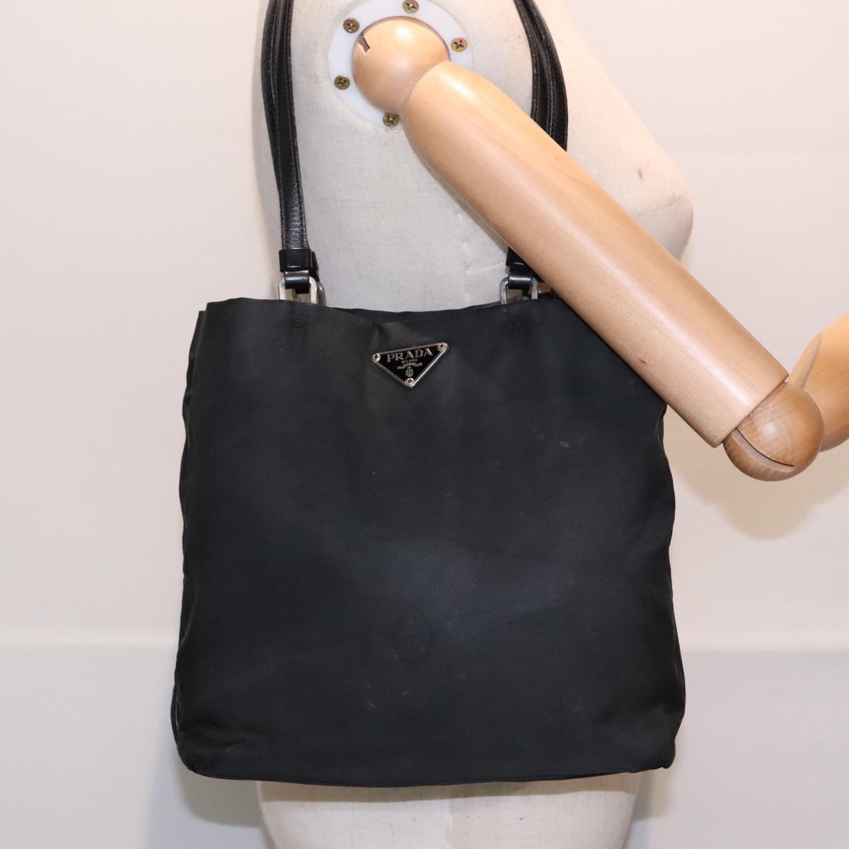 PRADA Hand Bag Nylon Black Auth bs18143