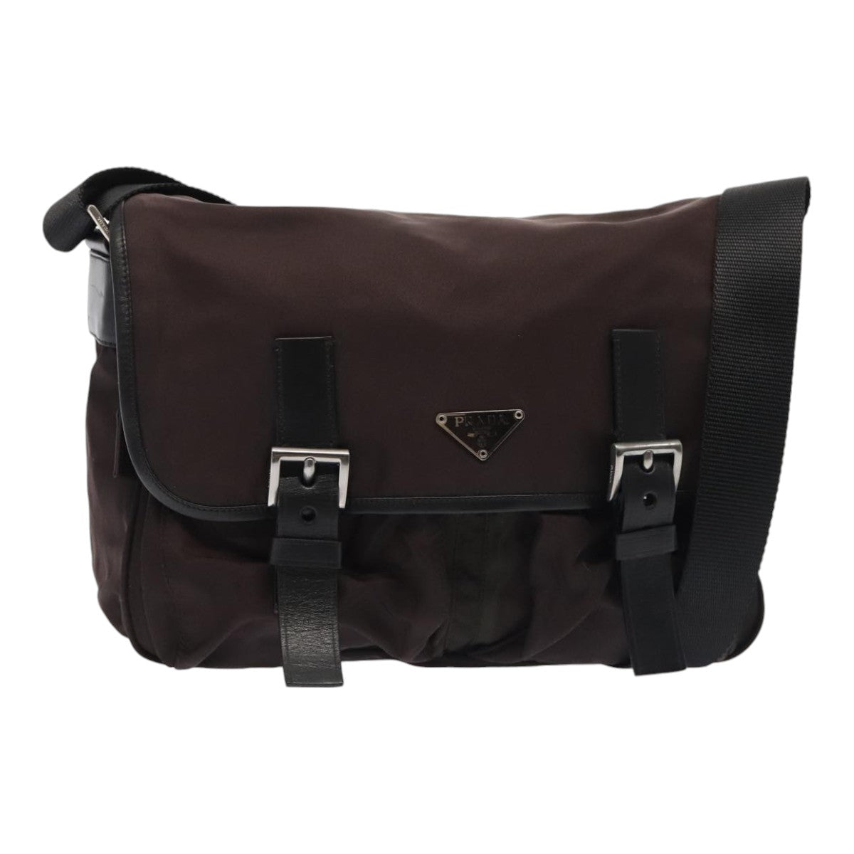 PRADA Shoulder Bag Nylon Brown Auth bs18144