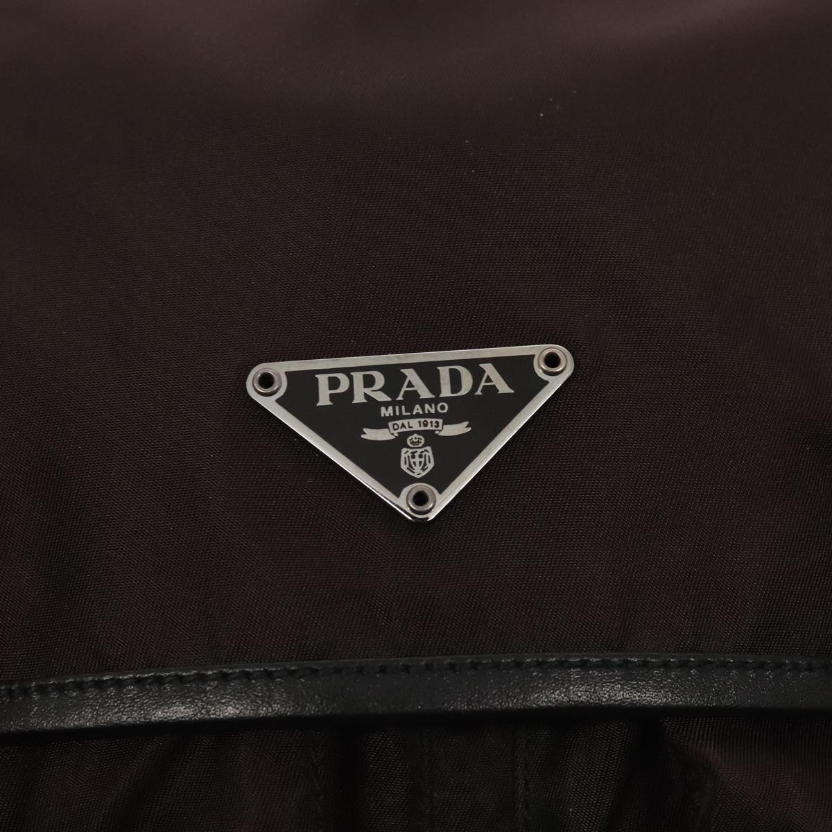 PRADA Shoulder Bag Nylon Brown Auth bs18144