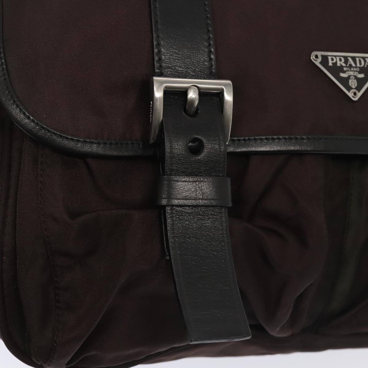 PRADA Shoulder Bag Nylon Brown Auth bs18144