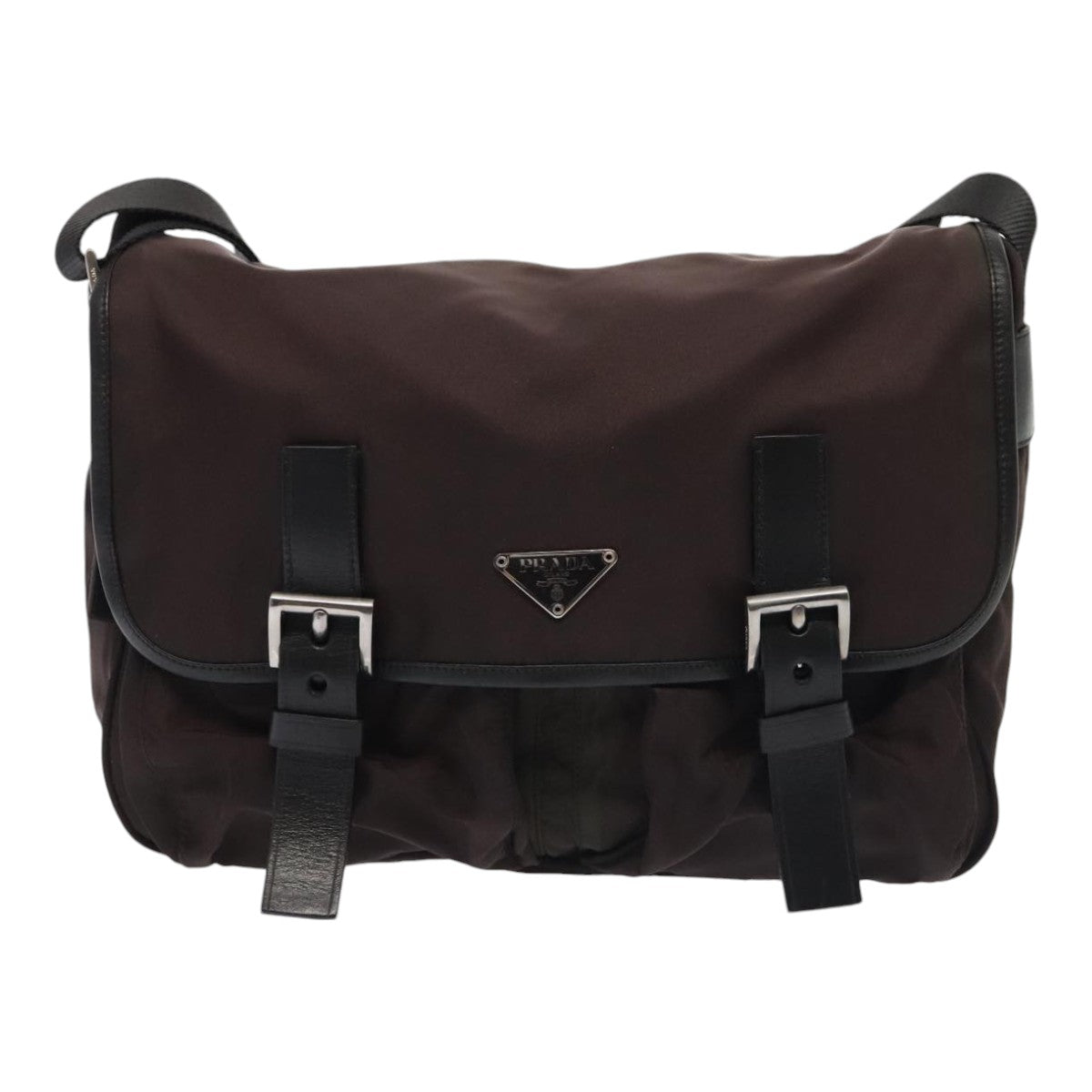 PRADA Shoulder Bag Nylon Brown Auth bs18144