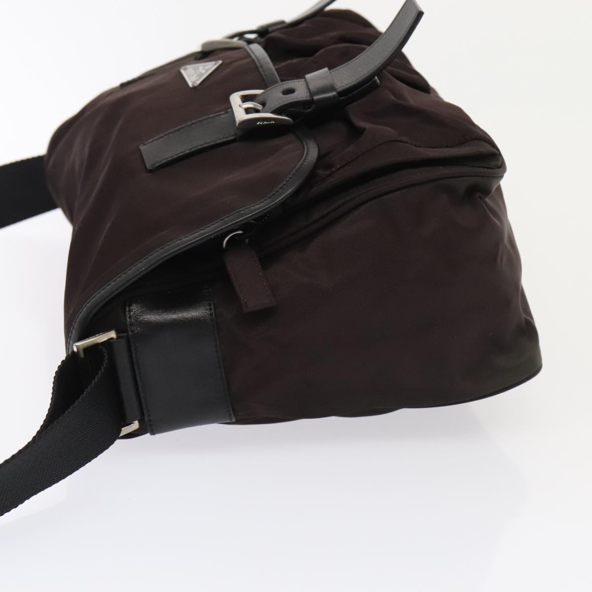 PRADA Shoulder Bag Nylon Brown Auth bs18144