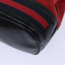 GUCCI Sherry Line Shoulder Bag Suede Red Gold Navy 550620 Auth bs18146-14