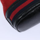 GUCCI Sherry Line Shoulder Bag Suede Red Gold Navy 550620 Auth bs18146-15