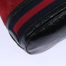 GUCCI Sherry Line Shoulder Bag Suede Red Gold Navy 550620 Auth bs18146-9