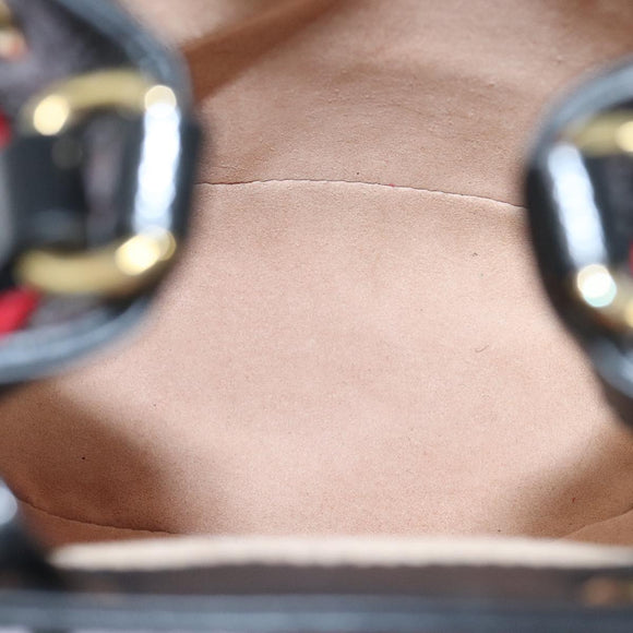 GUCCI Sherry Line Shoulder Bag Suede Red Gold Navy 550620 Auth bs18146