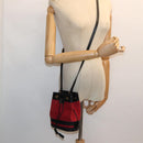 GUCCI Sherry Line Shoulder Bag Suede Red Gold Navy 550620 Auth bs18146-20