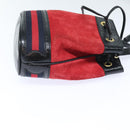 GUCCI Sherry Line Shoulder Bag Suede Red Gold Navy 550620 Auth bs18146-3