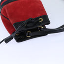 GUCCI Sherry Line Shoulder Bag Suede Red Gold Navy 550620 Auth bs18146-6