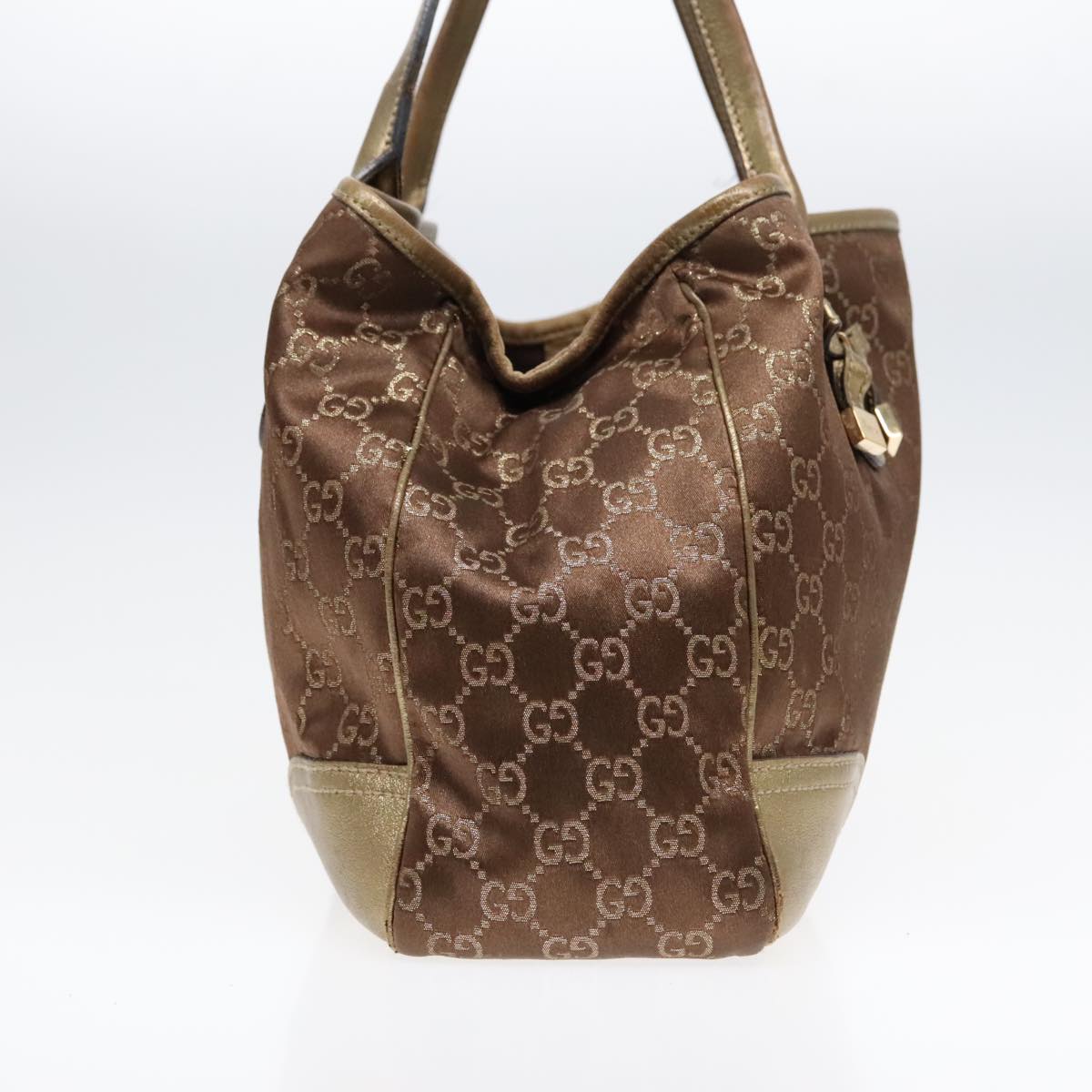 GUCCI GG Canvas Tote Bag Gold Tone Auth bs18147