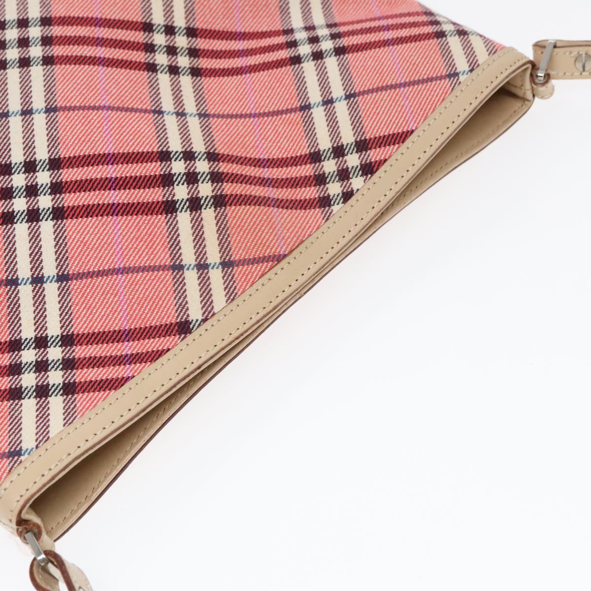 BURBERRY Nova Check Blue Label Shoulder Bag Canvas Red Auth bs18154