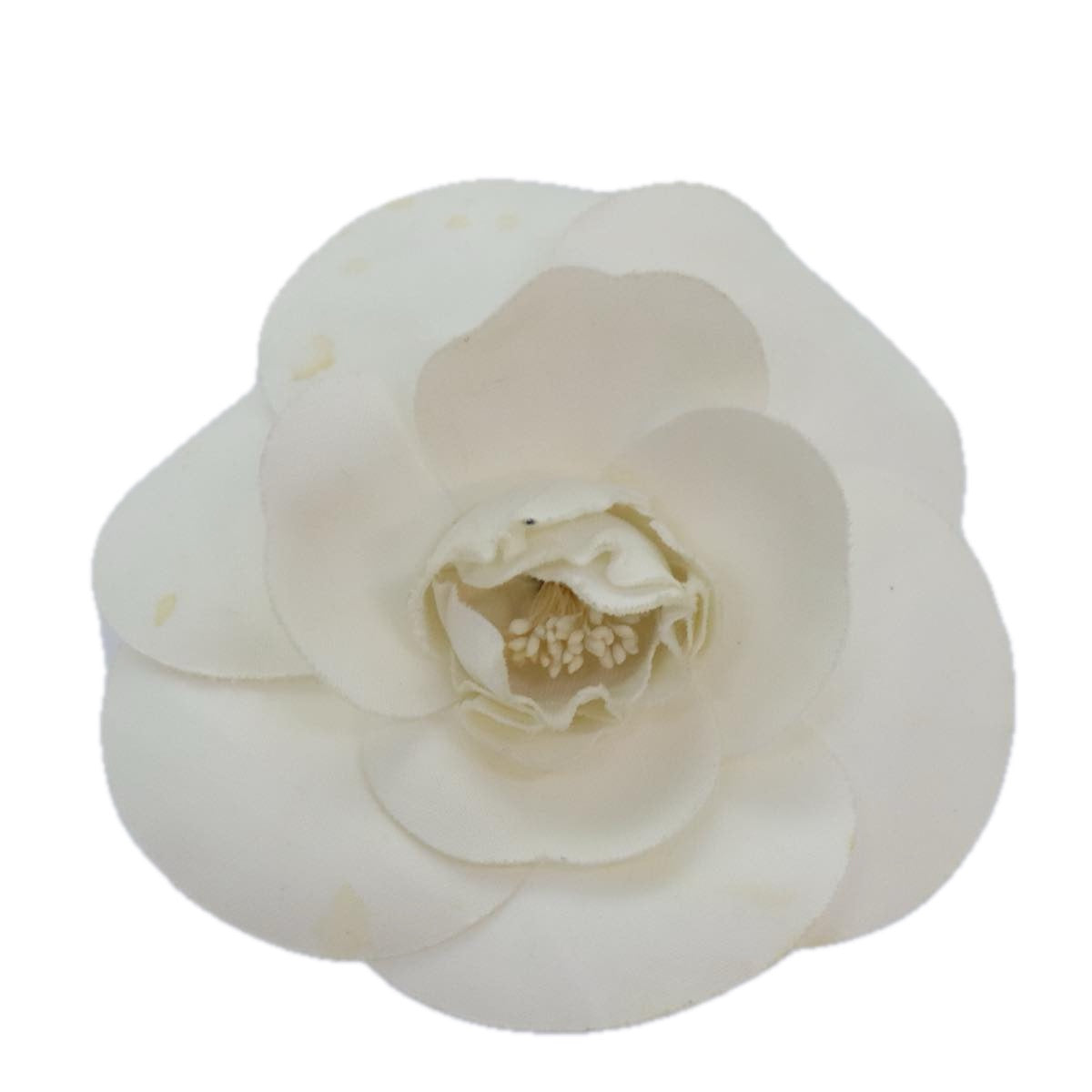 CHANEL Camelia Brooch Canvas White CC Auth bs18166 - 0