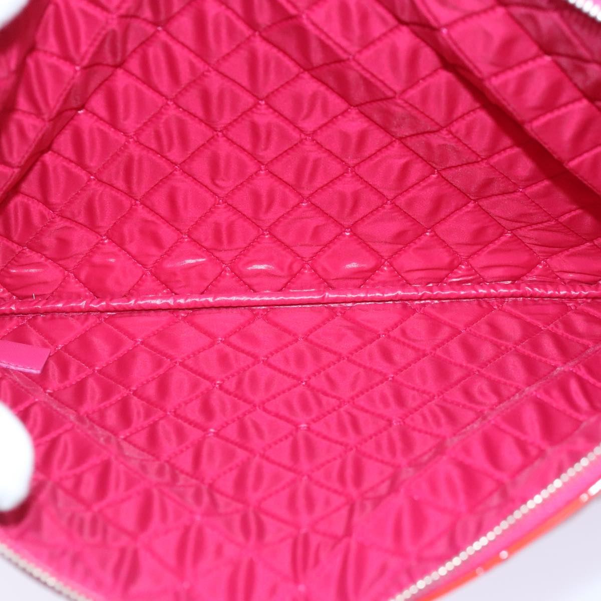 CHANEL Matelasse Clutch Bag patent Pink CC Auth bs18168