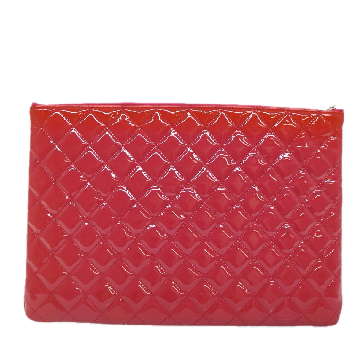 CHANEL Matelasse Clutch Bag patent Pink CC Auth bs18168 - 0