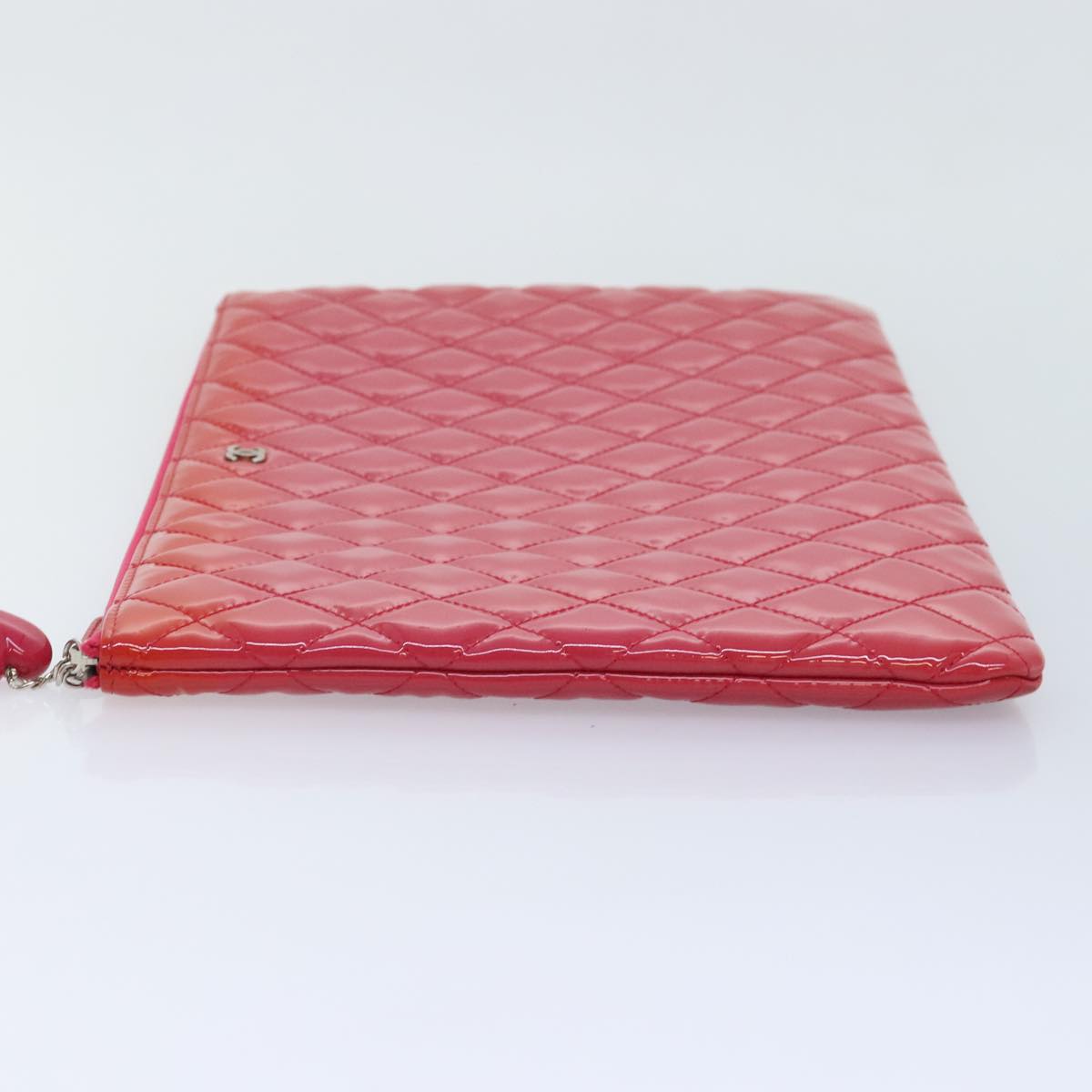 CHANEL Matelasse Clutch Bag patent Pink CC Auth bs18168