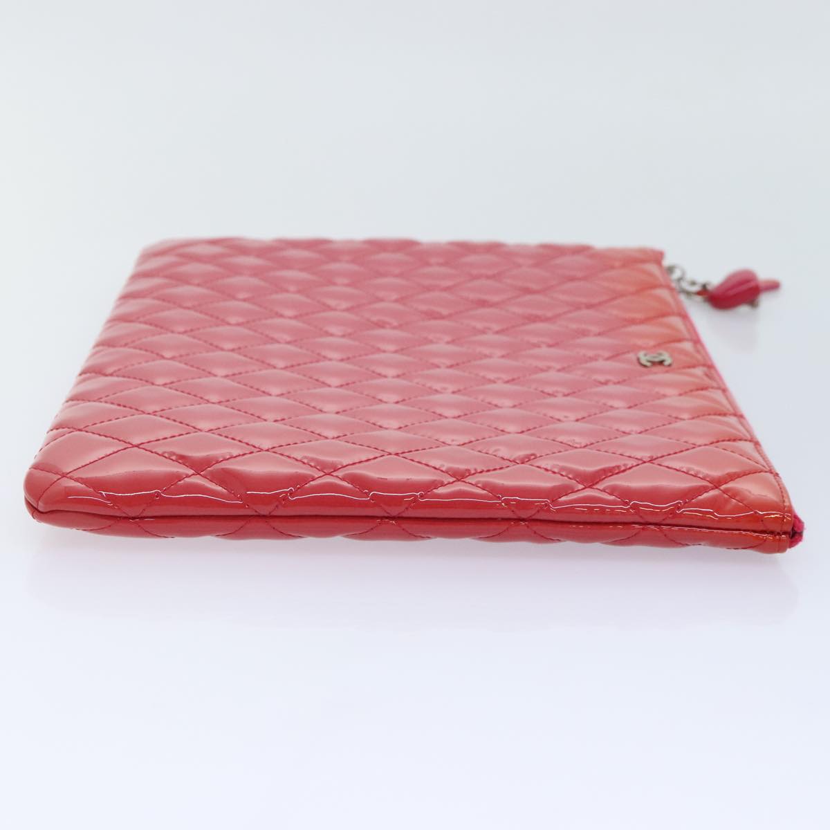 CHANEL Matelasse Clutch Bag patent Pink CC Auth bs18168