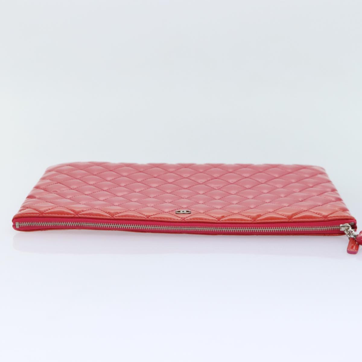 CHANEL Matelasse Clutch Bag patent Pink CC Auth bs18168