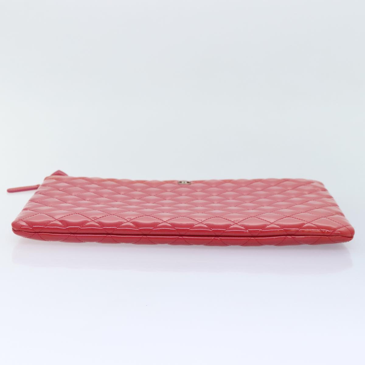 CHANEL Matelasse Clutch Bag patent Pink CC Auth bs18168