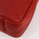 CHANEL Matelasse Chain Boy Chanel Shoulder Bag Leather Orange CC Auth bs18169-13