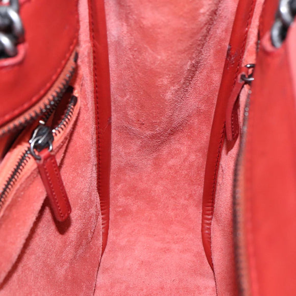 CHANEL Matelasse Chain Boy Chanel Shoulder Bag Leather Orange CC Auth bs18169