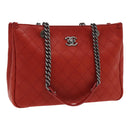 CHANEL Matelasse Chain Boy Chanel Shoulder Bag Leather Orange CC Auth bs18169-1