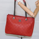 CHANEL Matelasse Chain Boy Chanel Shoulder Bag Leather Orange CC Auth bs18169-25