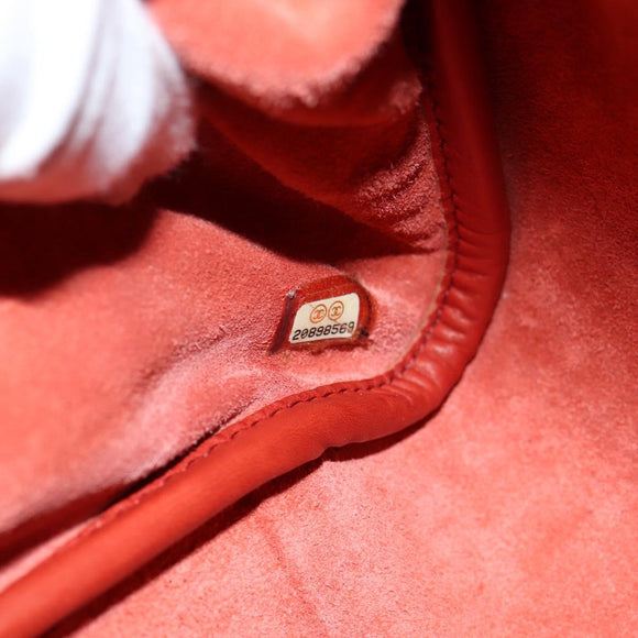 CHANEL Matelasse Chain Boy Chanel Shoulder Bag Leather Orange CC Auth bs18169