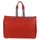 CHANEL Matelasse Chain Boy Chanel Shoulder Bag Leather Orange CC Auth bs18169-3